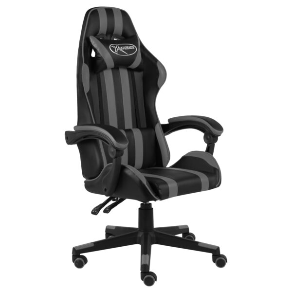 vidaXL Fauteuil de jeux vidéo Noir et gris Similicuir
