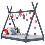vidaXL Cadre de lit d'enfant Gris Bois de pin massif 70x140 cm