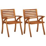 vidaXL Chaises à dîner de jardin avec coussins 2 Pièces Acacia massif