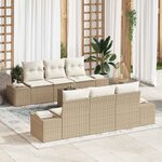 vidaXL Ensemble de canapé de jardin 7 Pièces Beige Poly rotin