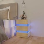 Vidaxl table de chevet à led blanc et chêne sonoma 45x35x67 cm