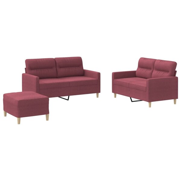 vidaXL Ensemble de canapés 3 Pièces avec coussins Rouge bordeaux Tissu