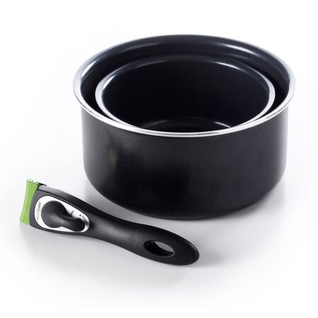 GREENCHEF Clickpan Magneto Diamond Black Lot de 2 casseroles - Ø 16/20 cm + Poignée