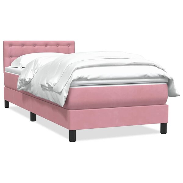 vidaXL Sommier à lattes de lit avec matelas rose 80x220 cm velours