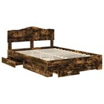 vidaXL Cadre de lit Chêne fumé 140 x 190 cm Bois d'ingénierie
