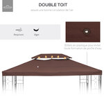 Toile de Rechange pour Pavillon Tonnelle Tente Polyester Haute Densité Imperméabilisé 180 g/m² 3 x 4 m Chocolat