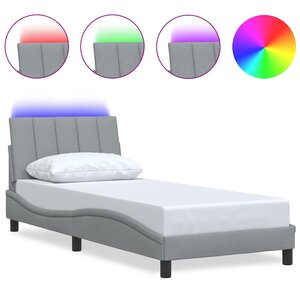 vidaXL Cadre de lit sans matelas Hanko gris clair 90x200 cm tissu
