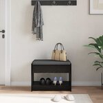 vidaXL Banc d'entrée avec coussin Chêne Noir 63 x 38 x 45 cm