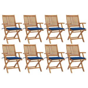 vidaXL Chaises pliables de jardin avec coussins lot de 8 Teck solide