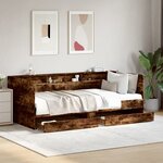 vidaXL Lit de jour avec tiroirs sans matelas chêne fumé 90x200 cm