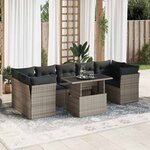 vidaXL Salon de jardin 8 Pièces avec coussins gris résine tressée