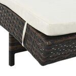 vidaXL Chaise longue avec roues et coussin Résine tressée Marron