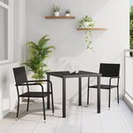 vidaXL Ensemble de salle à manger de jardin 3 pièces Noir en poly rattan