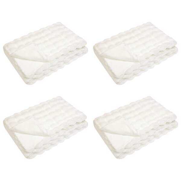 vidaXL Couverture en Fourrure de Lapin Synthétique Olite 4 Pièces Blanc