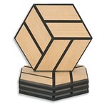 10 panneaux muraux hexagonaux bois naturel 30x26 cm