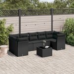 vidaXL Salon de jardin 8 Pièces avec coussins noir résine tressée