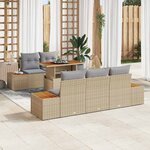 vidaXL Ensemble de canapé de jardin 6 Pièces Beige Poly rotin