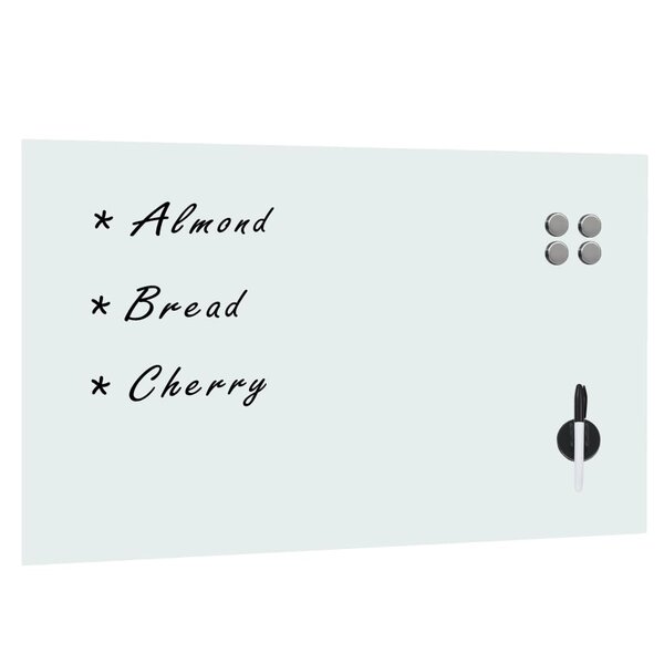 Tableau magnétique panneau écriture école maison bureau mural en verre 100 x 60 cm blanc 02_0045488