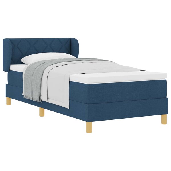 vidaXL Lit à ressorts avec matelas Bleu 90 x 190 cm tissu