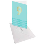 Carte D'anniversaire 9 Ans En Or - Bleu Clair - A Message - Pour Enfant Garçon Fille - 11 5 X 17 Cm - Draeger paris