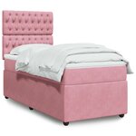 vidaXL Sommier à lattes de lit avec matelas Rose 100x200 cm Velours