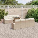 vidaXL Ensemble de canapé de jardin 9 Pièces Beige 100 x 55 x 73 cm