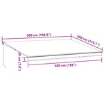 vidaXL Auvent manuel rétractable bordeaux 500x300 cm