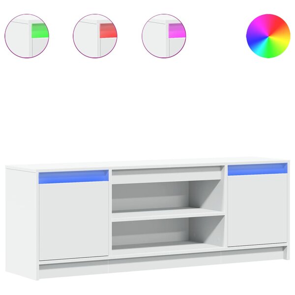 vidaXL Meuble TV avec LED blanc 139 5x34x50 cm bois d'ingénierie