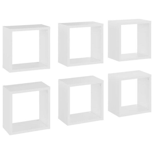 vidaXL Étagères cube murales 6 Pièces Blanc 26x15x26 cm