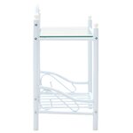 vidaXL Table de chevet Acier et verre trempé 45 x 30 5 x 60 cm Blanc