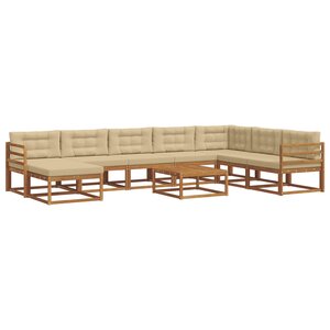 vidaXL Ensemble de canapés d'extérieur 9 Pièces Naturel et Beige