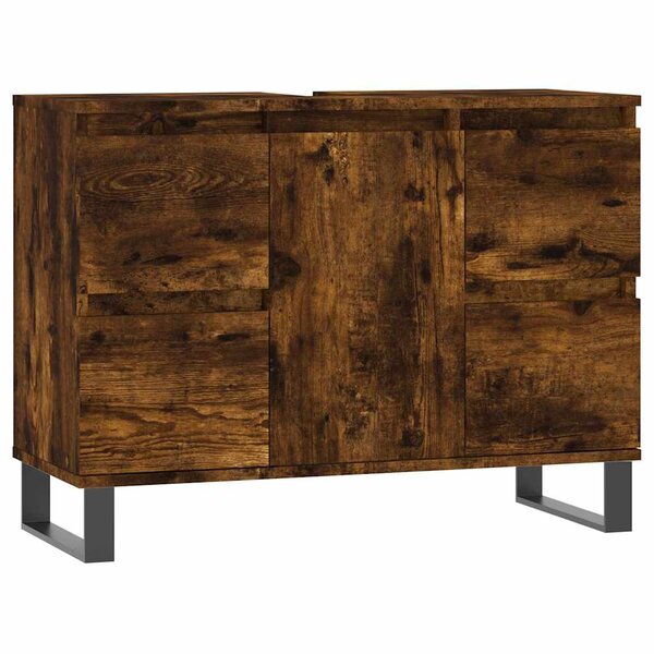vidaXL Armoire salle de bain chêne fumé 80x33x60cm bois d'ingénierie