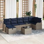 vidaXL Ensemble de Canapés avec coussin Gris et marine polyrotin