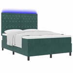 vidaXL Lit à ressort LED avec matelas Vert foncé 140 x 200 cm Velours