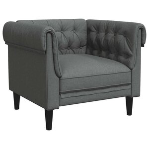 vidaXL Fauteuil Chesterfield gris foncé tissu