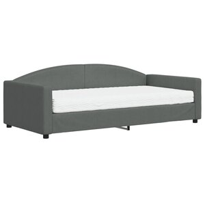 vidaXL Lit de jour avec matelas gris foncé 100x200 cm tissu