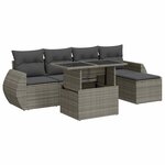 vidaXL Salon de jardin 6 Pièces avec coussins gris résine tressée
