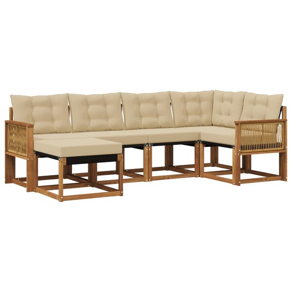 vidaXL Ensemble de canapés d'extérieur 6 Pièces Naturel et Beige