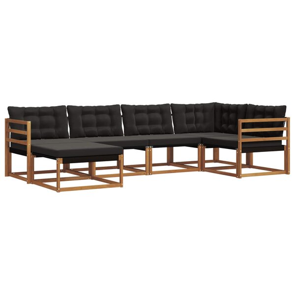 vidaXL Ensemble de canapés d'extérieur 6 pc Naturel et Noir