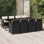 vidaXL Ensemble à manger de jardin coussins 9Pièces Résine tressée Noir