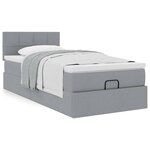 vidaXL Cadre de lit ottoman et matelas gris clair 90x190 cm tissu