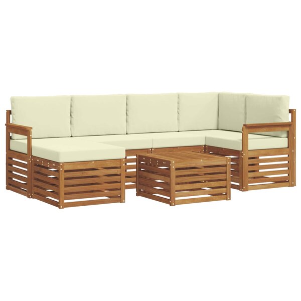 vidaXL Ensemble de canapés d'extérieur 7 pc Naturel et Crème Polyester