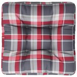 vidaXL Coussin de palette motif à carreaux rouge 50x50x12 cm tissu