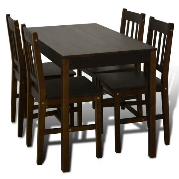 vidaXL Table de salle à manger avec 4 chaises Marron