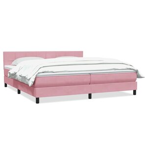 vidaXL Sommier à lattes de lit avec matelas rose 180x210 cm velours