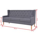 vidaXL Canapé à 3 places tissu gris