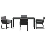 vidaXL Ensemble de salle à manger pour jardin 5 Pièces Noir Poly rotin