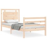 vidaXL Cadre de lit et tête de lit 100x200 cm bois massif