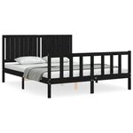 vidaXL Cadre de lit avec tête de lit noir King Size bois massif
