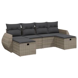 vidaXL Salon de jardin 6 Pièces avec coussins gris résine tressée